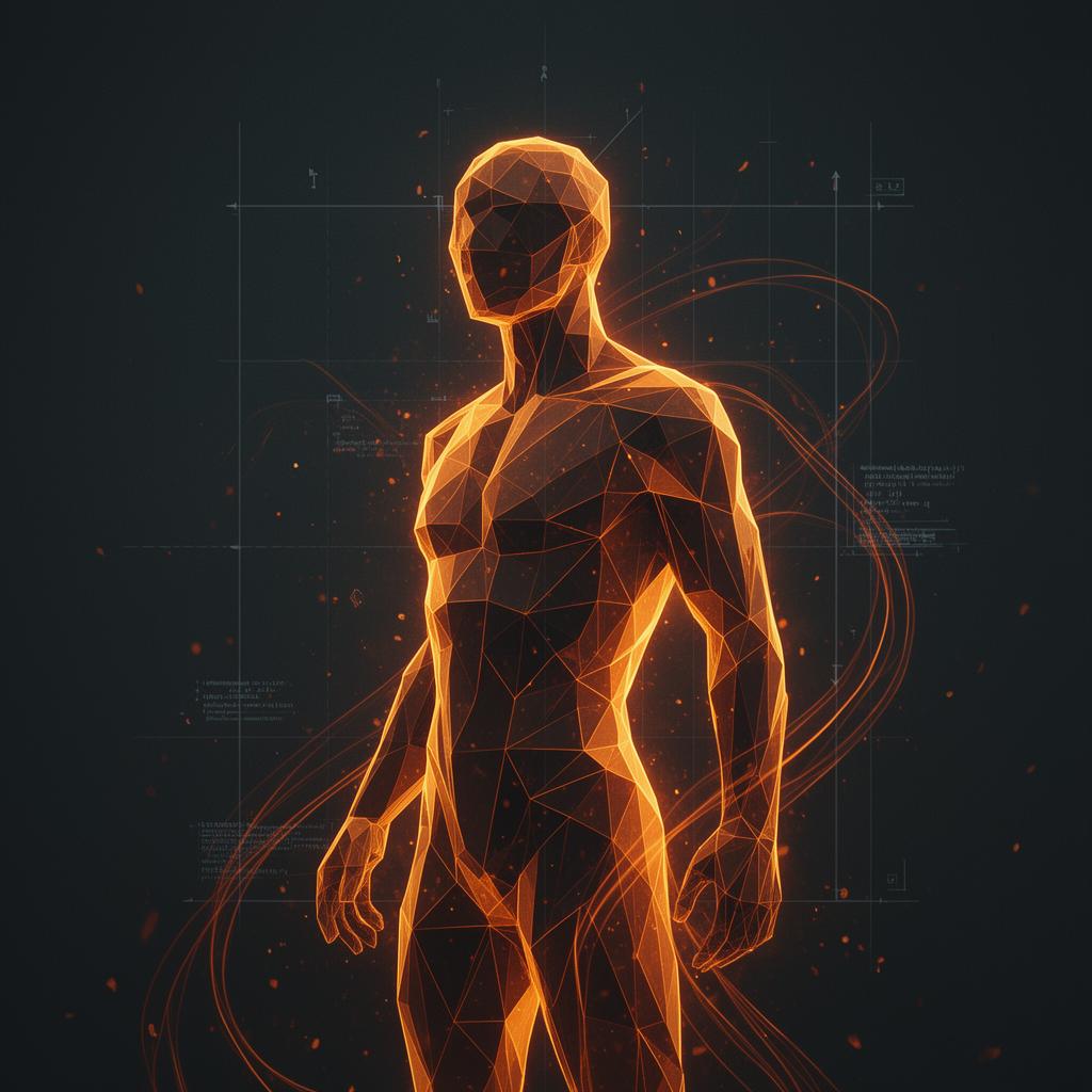 An ember-lit abstract humanoid figure representing a Personal Agent powered by MasterSeed.